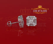 King of Blings- 1.18ct Cubic Zirconia 925 White Silver Women's & Men's Hip Hop Square Earrings KING OF BLINGS