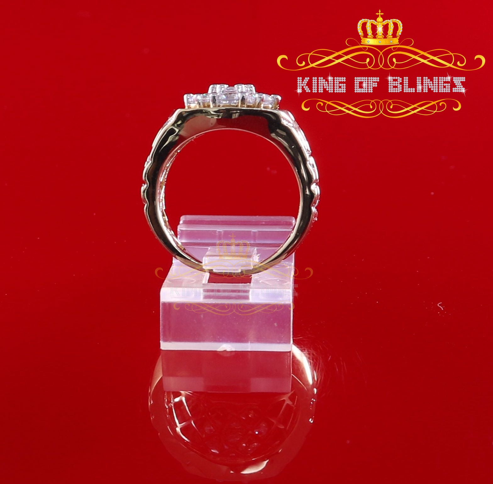 King Of Bling's 925 Yellow Sterling Silver 2.34ct Cubic Zirconia Promise Flower Ring Size 7 KING OF BLINGS