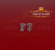 King of Blings- Hip Hop Screw Back White 2.07ct Silver Cubic Zirconia Women's & Men's Earrings KING OF BLINGS