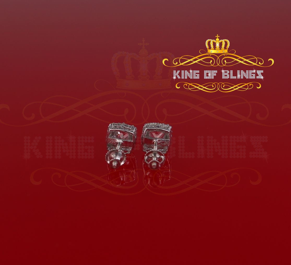 King of Blings- Hip Hop Screw Back White 2.07ct Silver Cubic Zirconia Women's & Men's Earrings KING OF BLINGS