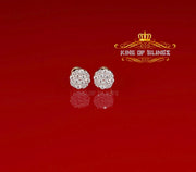 King of Bling's 925 Yellow Silver Aretes Para Hombre 0.87ct Cubic Zirconia Round Women's Earring KING OF BLINGS