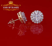 King of Bling's Aretes Para Hombre 925 Yellow Silver 2.53ct Cubic Zirconia Round Women's Earring KING OF BLINGS