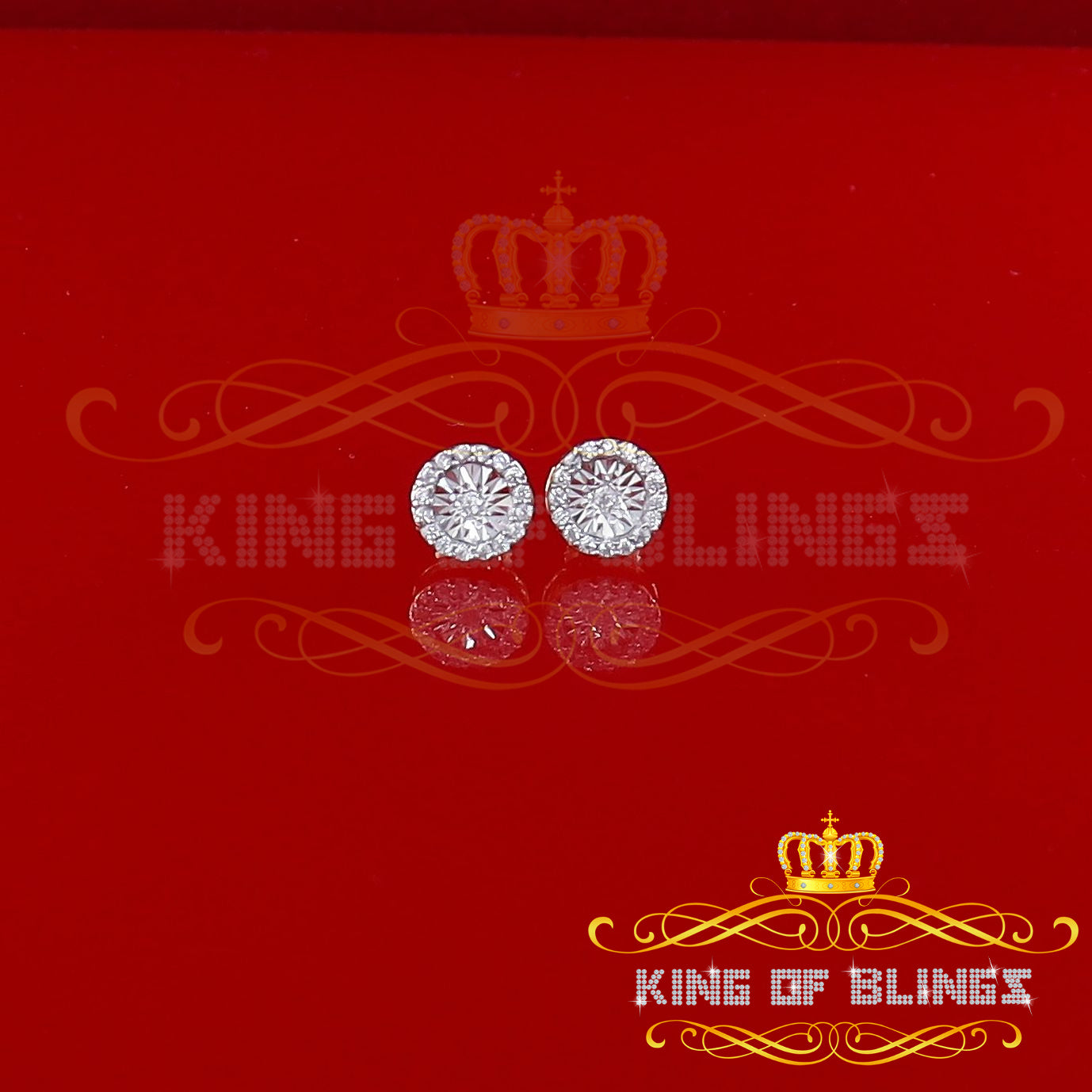 King of Bling's 925 Yellow Silver 1.28ct Cubic ZirconiaFashion Women's/ Men's Round Earrings KING OF BLINGS