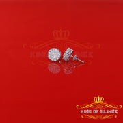 King of Blings- 1.28ct Cubic Zirconia White 925 Sterling Silver For Men's/Womens Round Earrings KING OF BLINGS