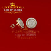 King of Bling's Aretes Para Hombre 925 Yellow Silver 1.07ct Cubic Zirconia Round Men's Earring KING OF BLINGS