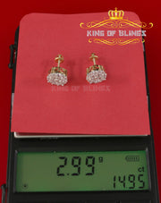 King of Bling's Aretes Para Hombre 925 Yellow Silver 2.96ctCubic Zirconia Round Women's Earrings KING OF BLINGS