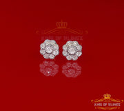 0.03ct Diamond 925 Sterling Silver Yellow Floral illusion Earrings For Men Women KING OF BLINGS