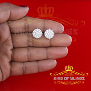 King of Bling's Aretes Para Hombre 925 Yellow Silver 1.20ct Cubic Zirconia Round Women's Earrings KING OF BLINGS