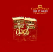 King of Bling's Hip Hop 925 Yellow Silver 1.23ct Cubic Zirconia Women's & Men's Square Earrings KING OF BLINGS
