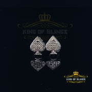 King Of Bling's 925 Sterling Silver White 0.10ct Diamond For Women's / Men's Stud Heart Earring KING OF BLINGS