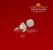 King of Bling's Aretes Para Hombre 925 Yellow Silver 1.68ct Cubic Zirconia Round Women's Earring KING OF BLINGS
