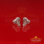King Of Bling's Aretes Para Hombre 925 White Silver 0.50ct Diamond Women's /Men's Heart Earring KING OF BLINGS
