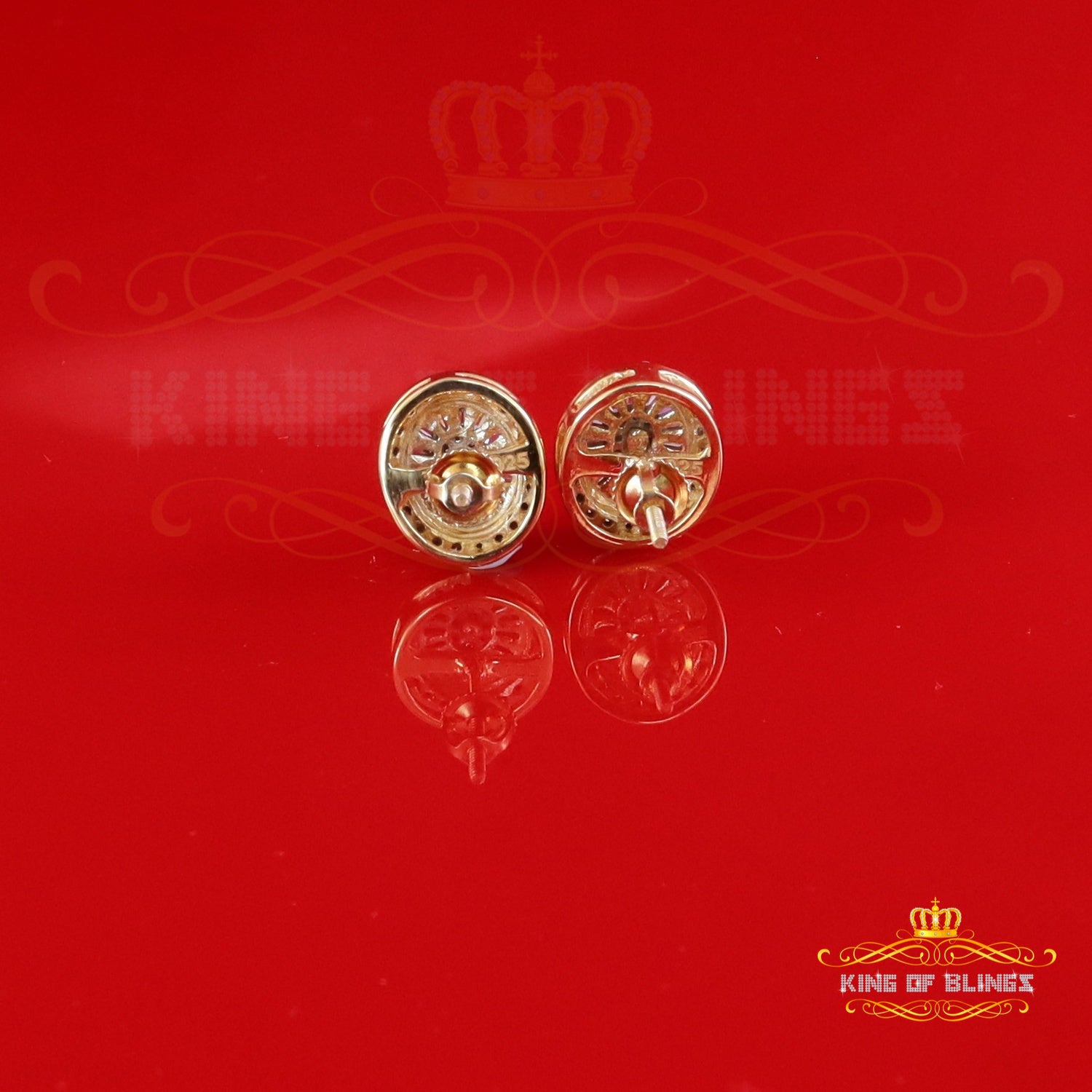 King  of Bling's 925 Yellow Silver 1.00ct VVS 'D' Moissanite Oval Stud Earring Men's/Womens King of Blings