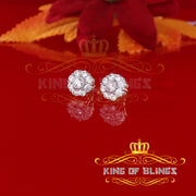 King of Bling's 925 Yellow Silver 2.88ct Cubic Zirconia Women's & Men's Hip Hop Floral Earrings KING OF BLINGS