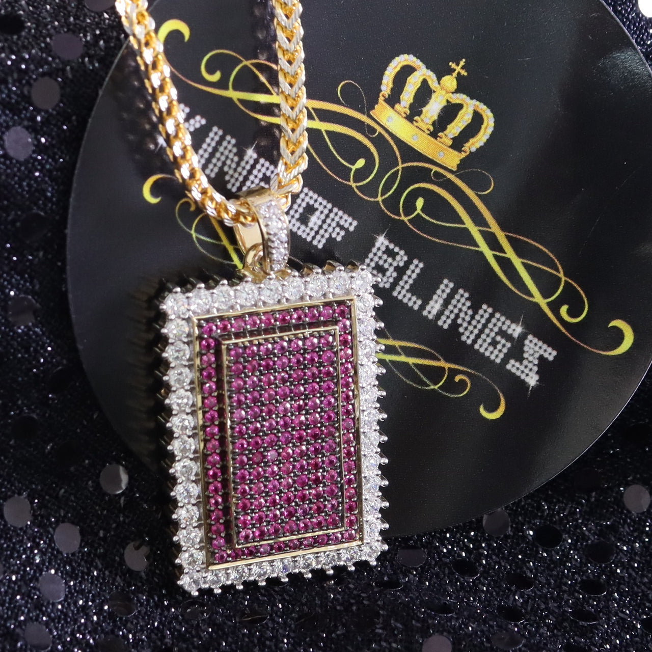 Yellow 925 Sterling Silver Shape Rectangle Pendant with 10.31ct Cubic Zirconia KING OF BLINGS