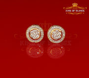 King of Bling's Aretes Para Hombre 925 Yellow Silver 1.59ct Cubic Zirconia Round Women's Earring KING OF BLINGS
