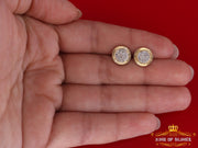 0.10ct Diamond 925 Sterling Silver Yellow Round Earring For Men's / Women's KING OF BLINGS