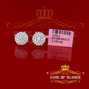 King of Blings- Aretes Para Hombre 925 White Silver1.22ct Cubic Zirconia Round Women's Earrings KING OF BLINGS