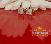King of Bling's Aretes Para Hombre 925 Yellow Silver 0.72ct Cubic Zirconia Round Womens Earrings KING OF BLINGS