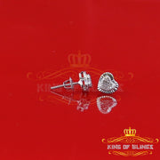 King Of Bling's Aretes Para Hombre Heart 925 White Silver 0.10ct Diamond Women & Men Earrings KING OF BLINGS