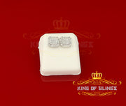 King of Blings- 925 Silver White 0.72ct Cubic Zirconia Hip Hop Square Men's & Women's Earrings KING OF BLINGS