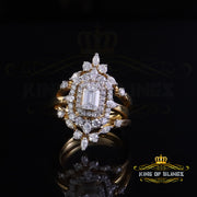 King of Bling's 2.0ct Silver Radiant Round Cut 925 Moissanite Marquise Yellow Womens Ring Size 7 King of Blings