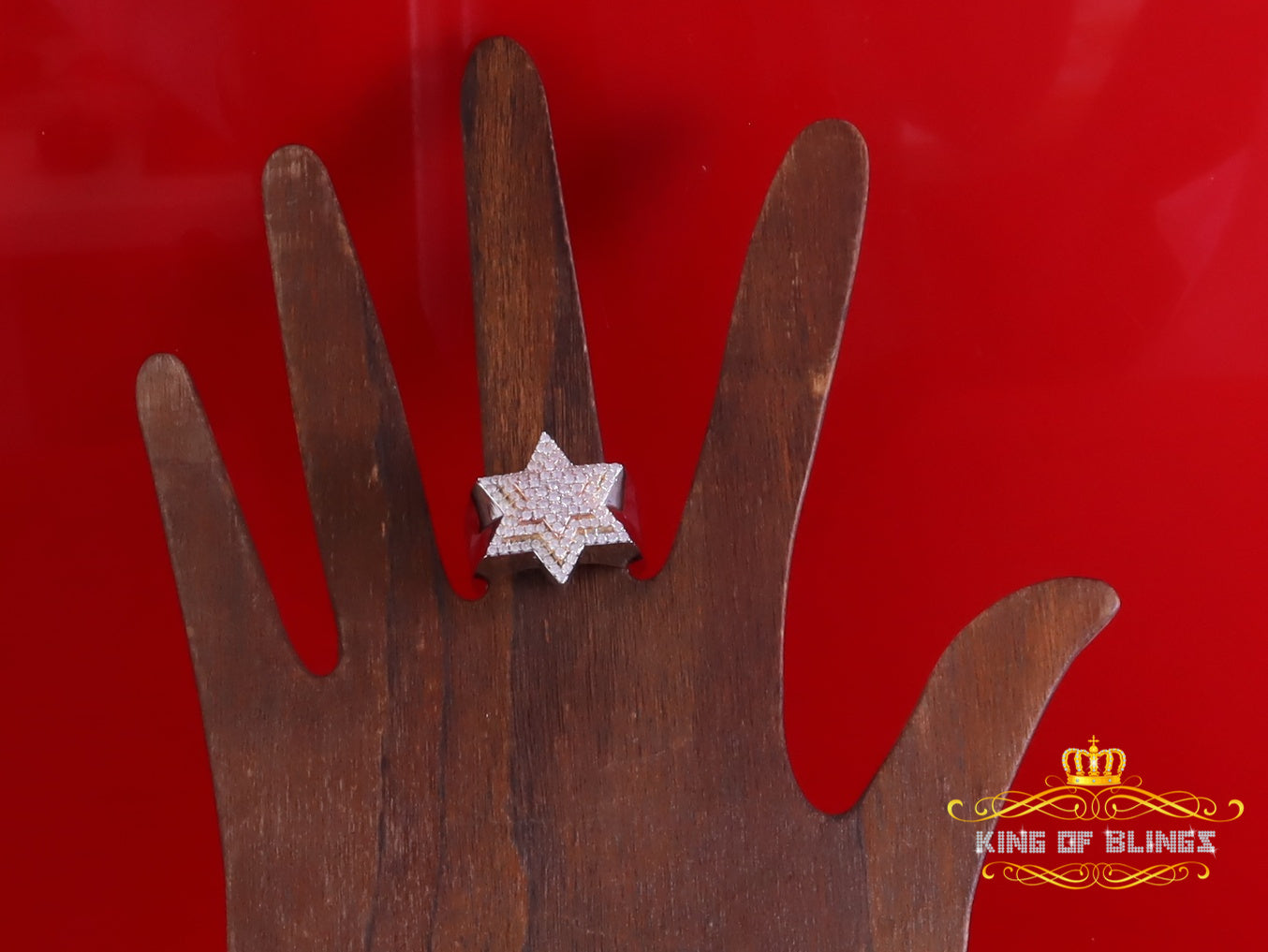 King of Bling's 2.50ct VVS 'D' Moissanite White Men's Six Pointed Star of David Silver Ring Sz9 KING OF BLINGS