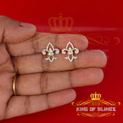 King of Bling's 925 Yellow Silver 0.60ct Cubic Zirconia Fleur de Lis Screw Back Women's Earrings KING OF BLINGS