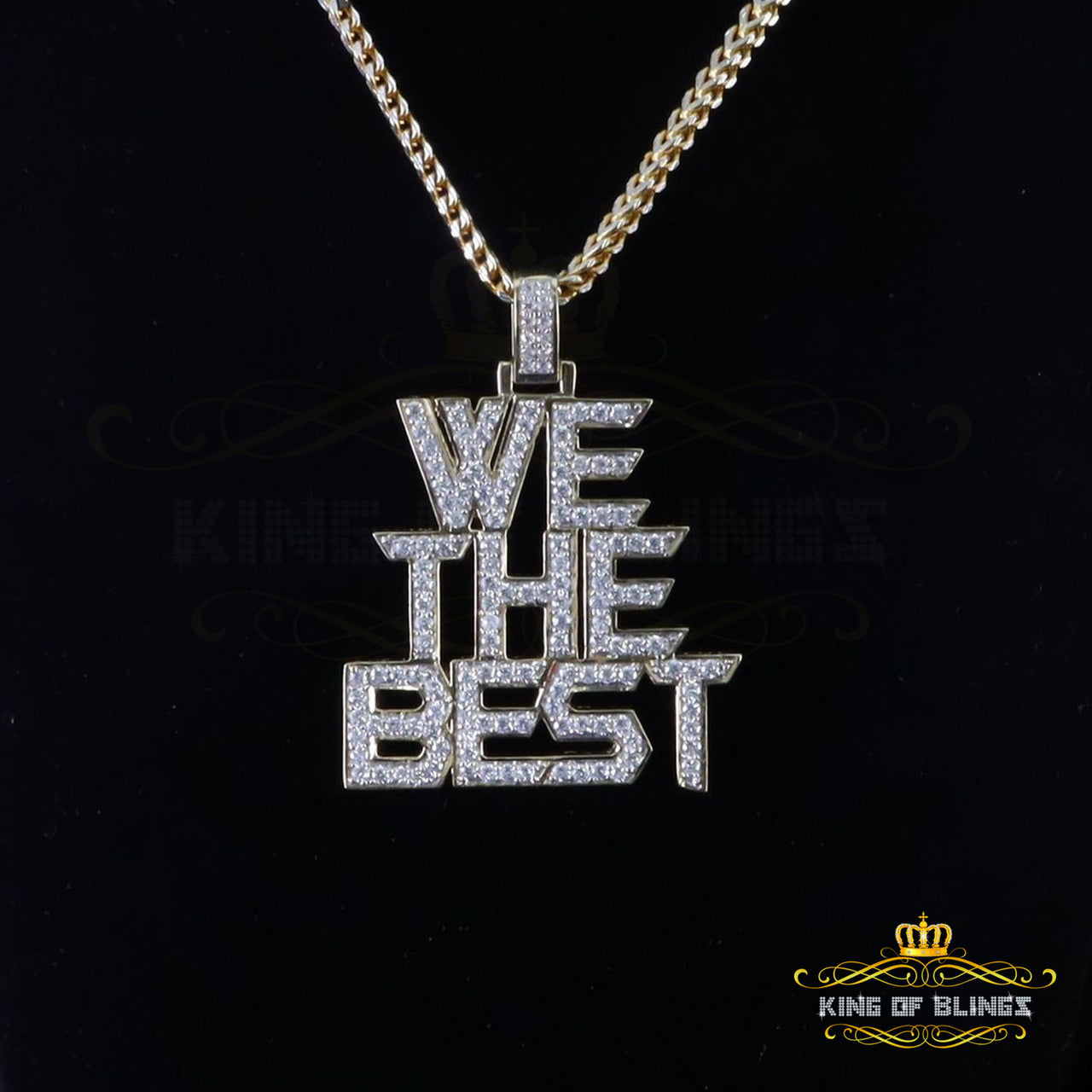 Yellow Bugutte Initial All Alphabet Sterling Silver Pendant with Cubic Zirconia