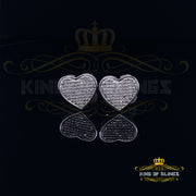 King Of Bling's Aretes Para Hombre 925 White Silver 0.50ct Diamond Women's /Men's Heart Earring KING OF BLINGS