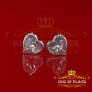 King of Blings- 1.18ct Cubic Zirconia 925 White Sterling Silver Women's Hip Hop Heart Earrings KING OF BLINGS
