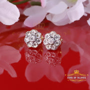0.03ct Diamond 925 Sterling Silver Yellow Floral illusion Earrings For Men Women KING OF BLINGS