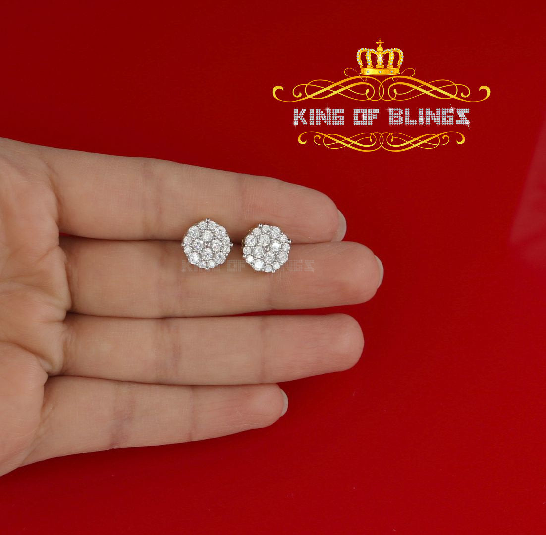 King of Bling's Aretes Para Hombre 925 Yellow Silver 2.96ctCubic Zirconia Round Women's Earrings KING OF BLINGS