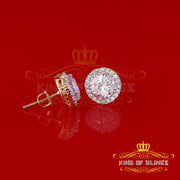 King of Bling's 925 Yellow Silver 4.42ct Cubic Zirconia Women's & Men's Hip Hop Round Earrings KING OF BLINGS