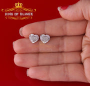 King Of Bling's Aretes Para Hombre Heart 925 White Silver 0.15ct Diamond Women's Stud Earring KING OF BLINGS