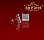 King of Blings- Hip Hop White 925 Silver 0.68ct Cubic Zirconia Women's & Men's Square Earrings KING OF BLINGS