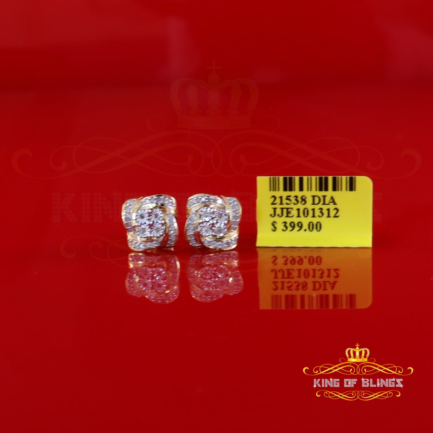 King of Blings-0.25ct Diamond 925 Sterling Silver Yellow for Men's & Women Stud SWRILL Earrings King of Blings
