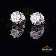 King of Blings- 925 White Silver Sterling 0.36ct Cubic Zirconia Hip Hop Floral Women's Earrings KING OF BLINGS
