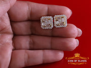 King  of Bling's New Men's Square Yellow Stud 925 Silver 1.66ct VVS 'D' Moissanite Womens Earring KING OF BLINGS
