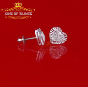 King Of Bling's Aretes Para Hombre Heart 925 White Silver 0.15ct Diamond Women's Stud Earring KING OF BLINGS
