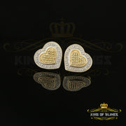 King of Blings-Aretes Para Hombre Heart 925 Yellow Silver 0.30ct Diamond Women's /Men's Earring KING OF BLINGS