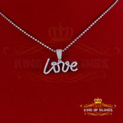 King Of Bling's 1.25inch 925 White Silver1.00ct VVS D Clr. Moissanite LOVE Pendant for Women KING OF BLINGS