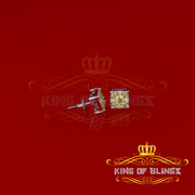 King of Blings- 2.00ct Cubic Zirconia 925 White Silver Women's & Men's Hip Hop Square Earrings KING OF BLINGS
