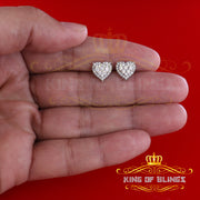 King of Blings- 1.18ct Cubic Zirconia 925 White Sterling Silver Women's Hip Hop Heart Earrings KING OF BLINGS