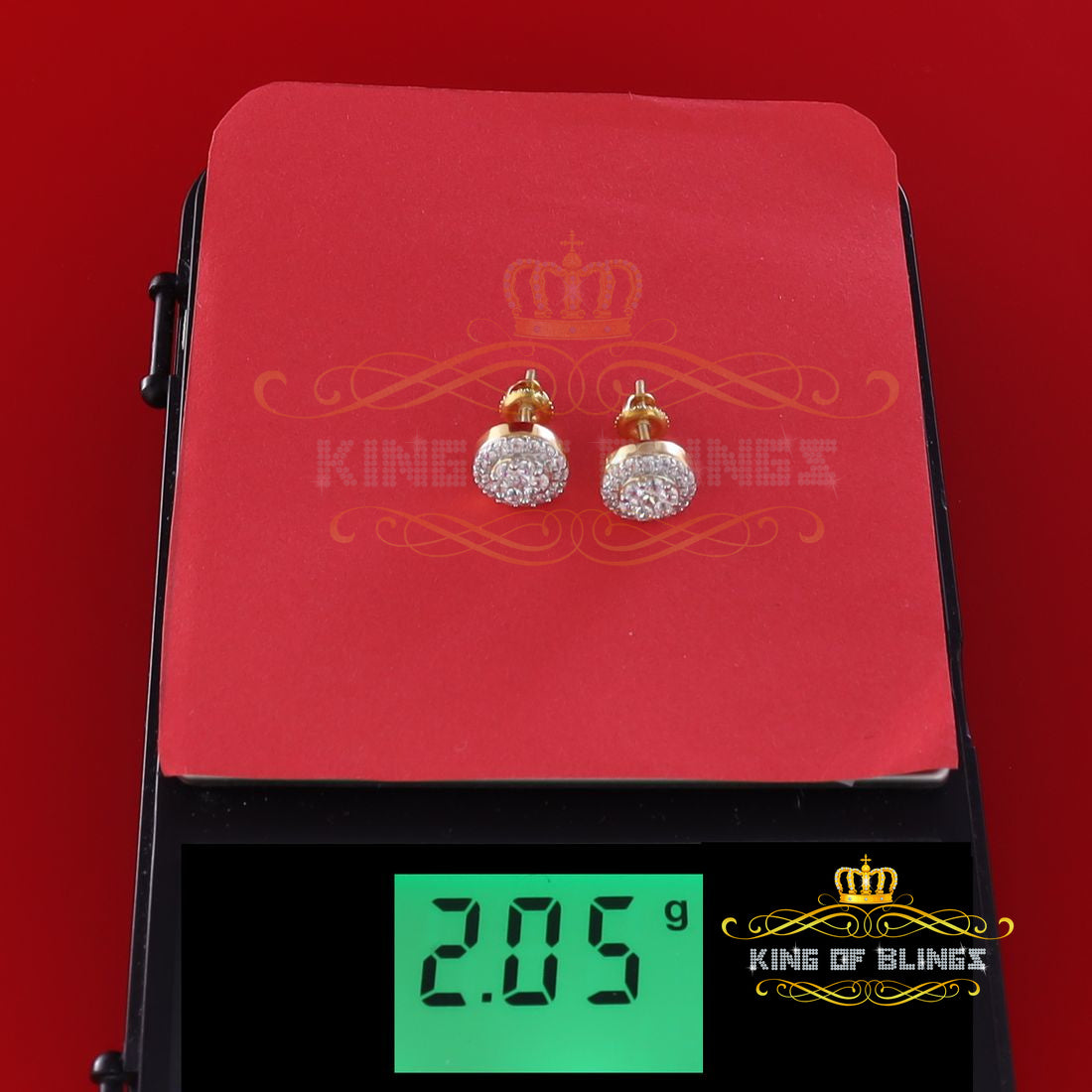King of Bling's 925 Yellow Silver 0.90ct Cubic Zirconia Women's & Men's Hip Hop Flower Earrings KING OF BLINGS