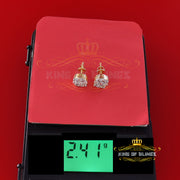 King of Bling's 925 Yellow 1.96ct Sterling Silver Cubic Zirconia Women's Hip Hop Round Earrings KING OF BLINGS