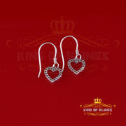 King of Blings- 925 White Silver 0.58ct Cubic Zirconia Cluster Women's Dangling Heart Earrings KING OF BLINGS