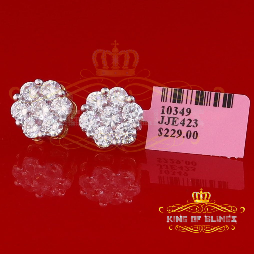 King of Bling's 925 Silver Yellow 1.56ct Cubic Zirconia Hip Hop Floral Women's & Men's Earrings KING OF BLINGS
