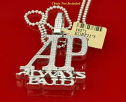 White 925 Sterling Silver "AP" Letter Necklace Pendant 2.61ct Cubic Zirconia Stone KING OF BLINGS