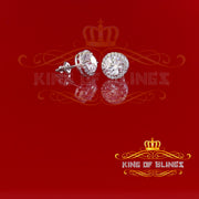 King of Blings- 925 White Silver 4.42ct Cubic Zirconia Women's & Men's Hip Hop Round Earrings KING OF BLINGS